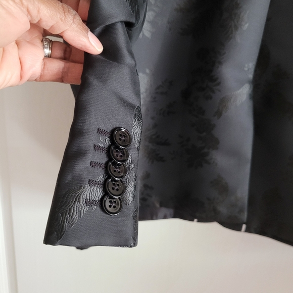 Express Men's Black Patterned Tuxedo Blazer Slim Fit 44S - Picture 4 of 10